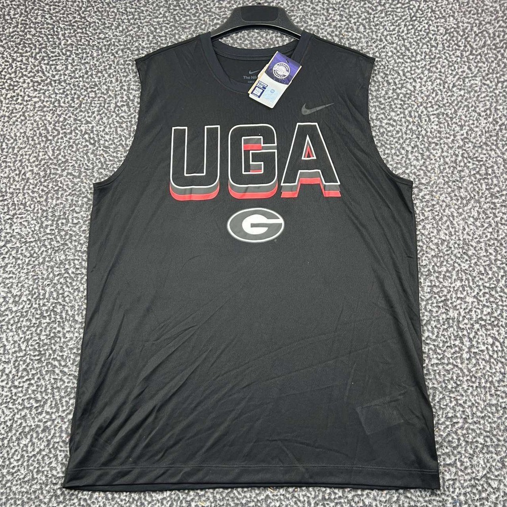 Nike UGA Georgia Bulldogs Dri-Fit Shirt Men Large Black Sleeveless New L